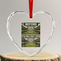 Before and 14 Million Dollars Later Lincoln Memorial Reflecting Pool Meme Heart Crystal Glass Ornament Funny Government Spending Satire