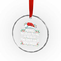 Being Related To Me Funny Christmas Crystal Glass Ornament Family Xmas Pajamas - Wonder Print Shop