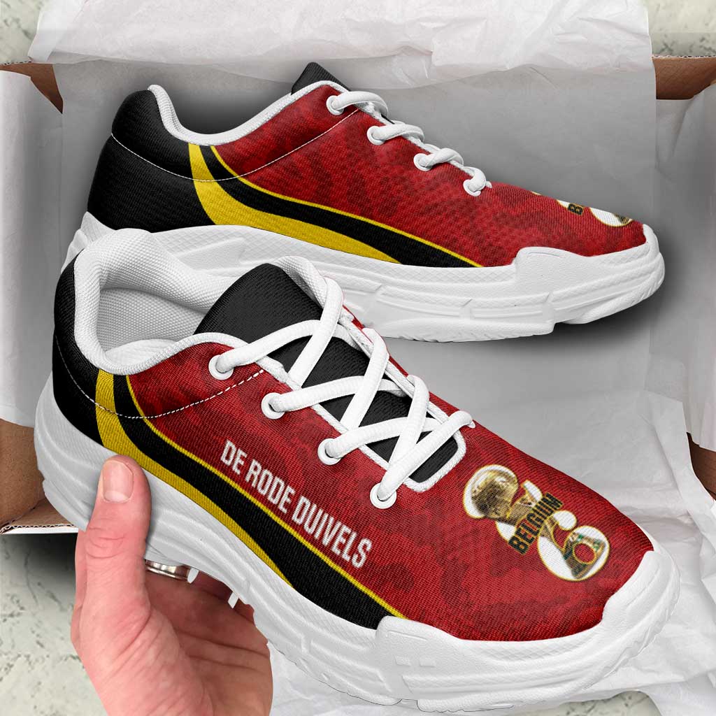 Belgium 2026 Football Chunky Sneakers De Rode Duivels Grunge Curve Stylized - Wonder Print Shop