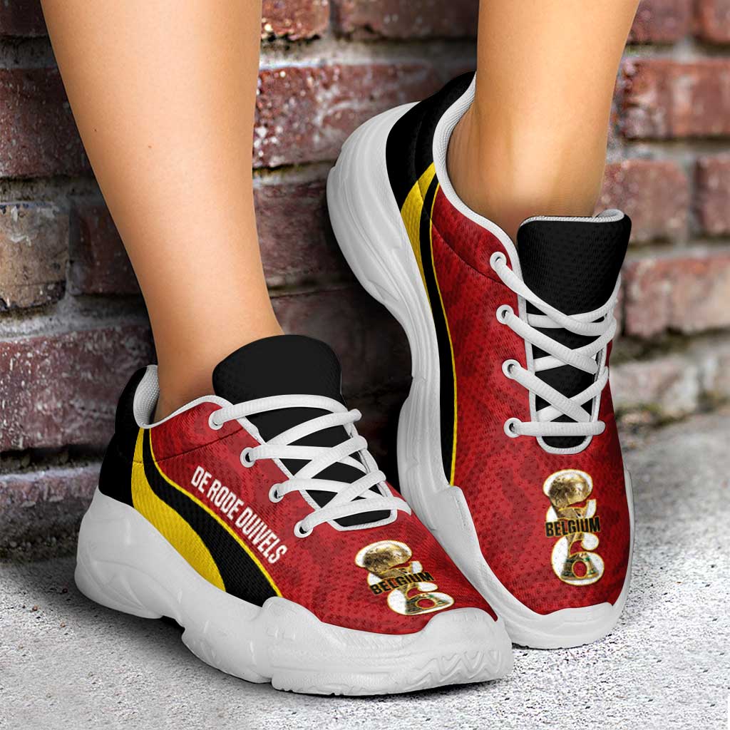 Belgium 2026 Football Chunky Sneakers De Rode Duivels Grunge Curve Stylized - Wonder Print Shop
