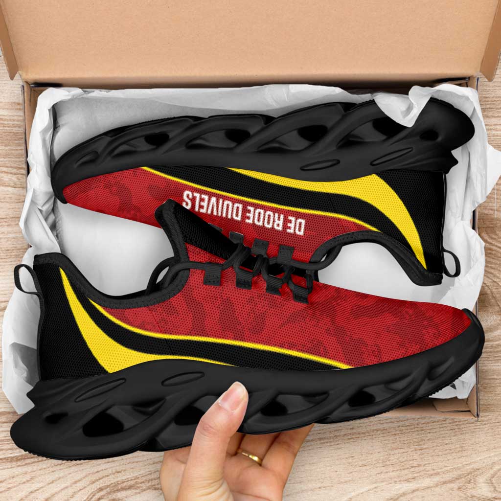 Belgium 2026 Football Clunky Sneakers De Rode Duivels Grunge Curve Stylized - Wonder Print Shop