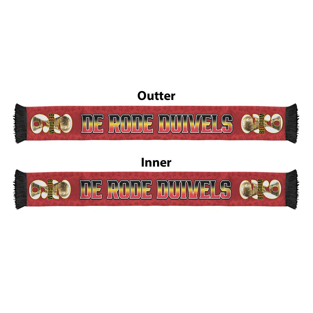 Belgium 2026 Football Soccer Scarf De Rode Duivels Grunge Curve Stylized