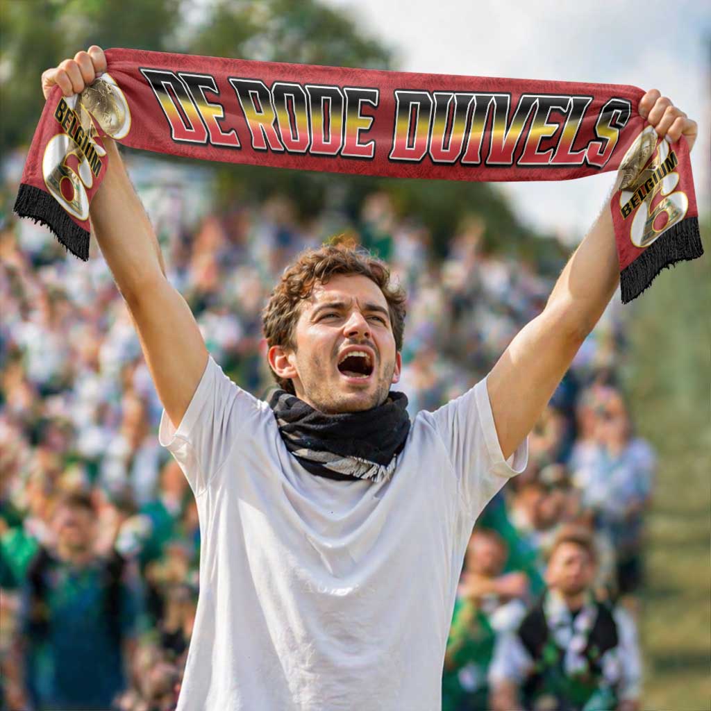 Belgium 2026 Football Soccer Scarf De Rode Duivels Grunge Curve Stylized