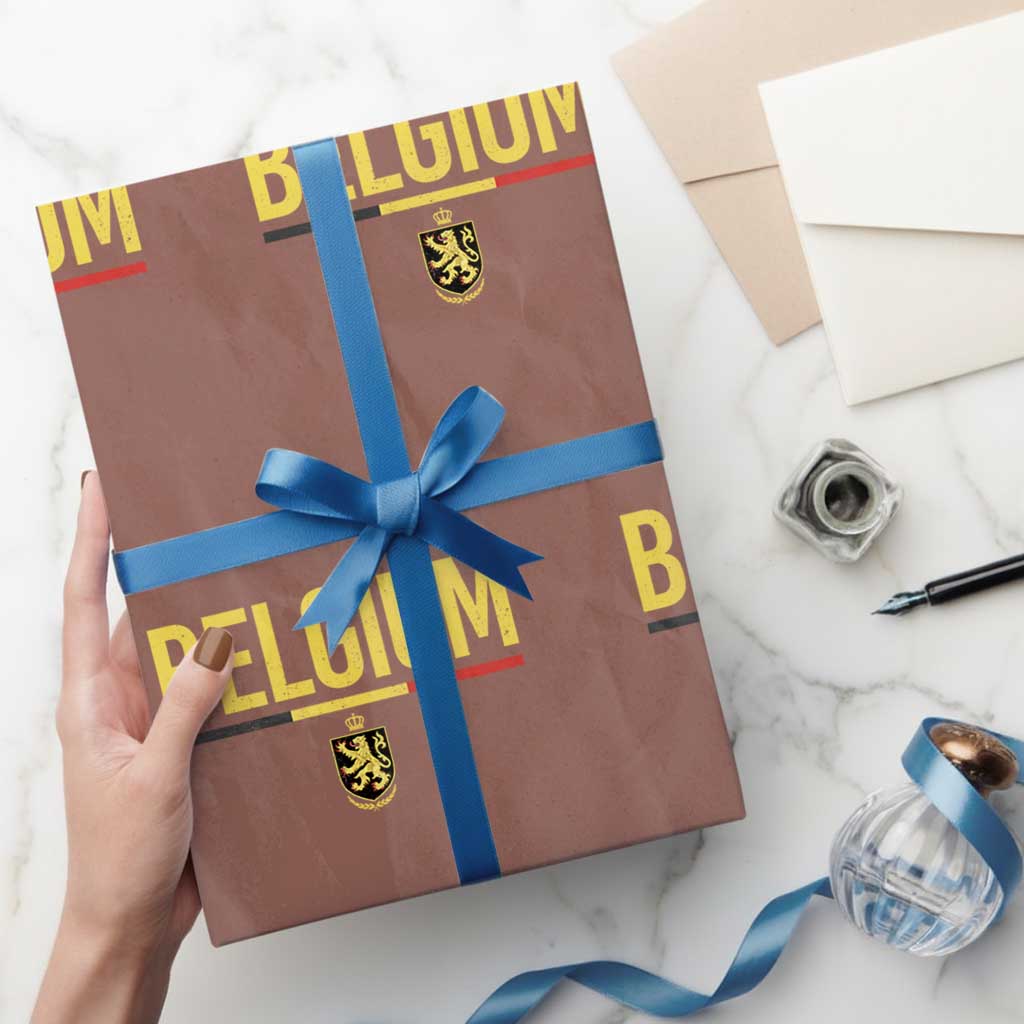 Belgium Belgian Flag Wrapping Paper Roll Belgian Lion Coat of Arms Belgie Souvenir