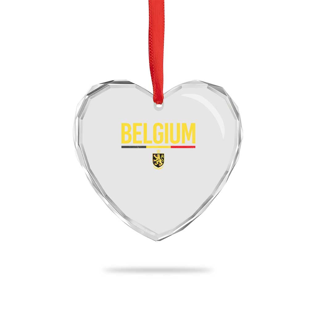 Belgium Belgian Flag Heart Crystal Glass Ornament Belgian Lion Coat of Arms Belgie Souvenir