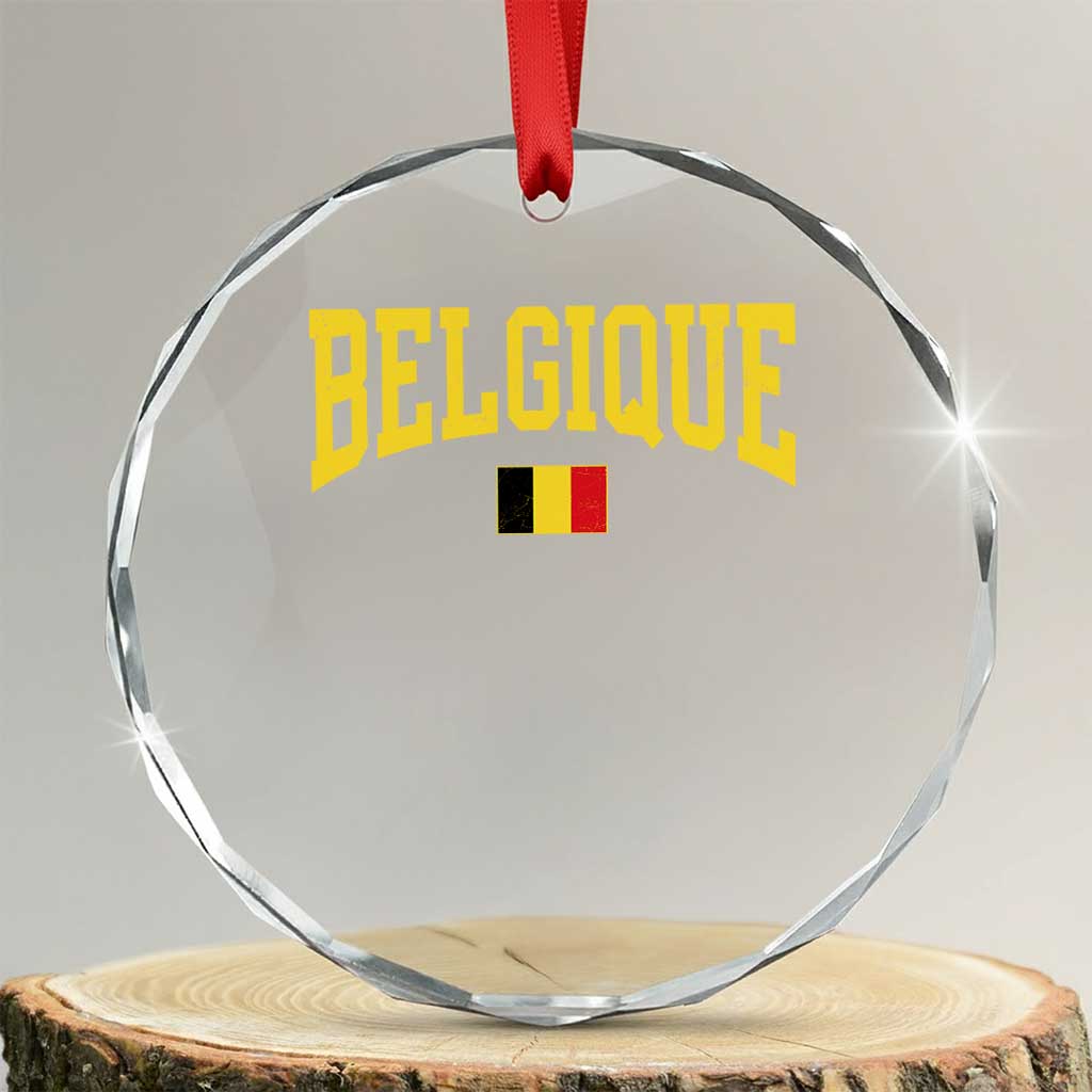 Belgium Belgique Throwback Design Vintage Belgian Flag Jersey Style Crystal Glass Ornament