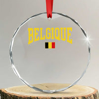Belgium Belgique Throwback Design Vintage Belgian Flag Jersey Style Crystal Glass Ornament