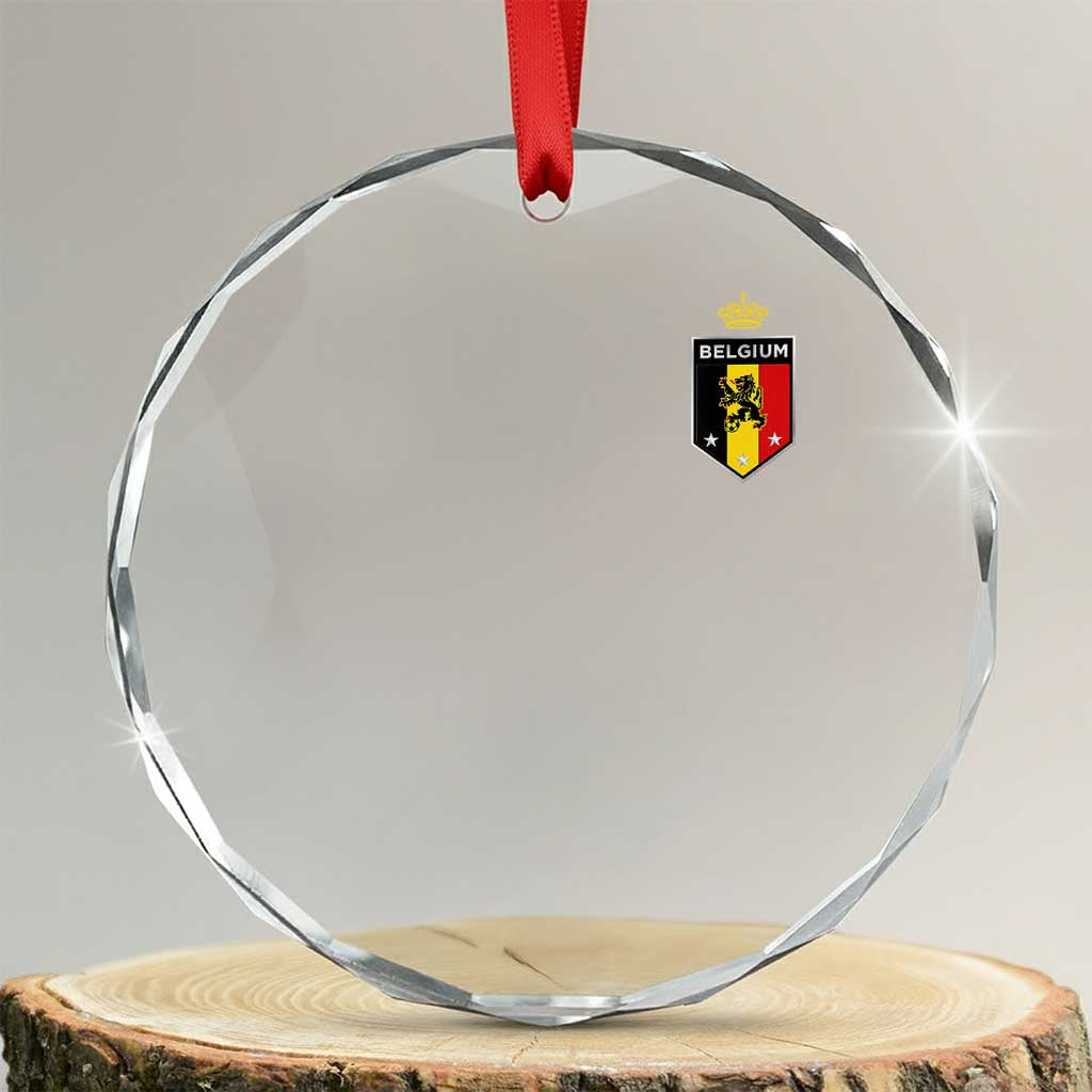 Belgium Football Crest Crystal Glass Ornament Vintage Belgian Lion Crown Belgian Heritage
