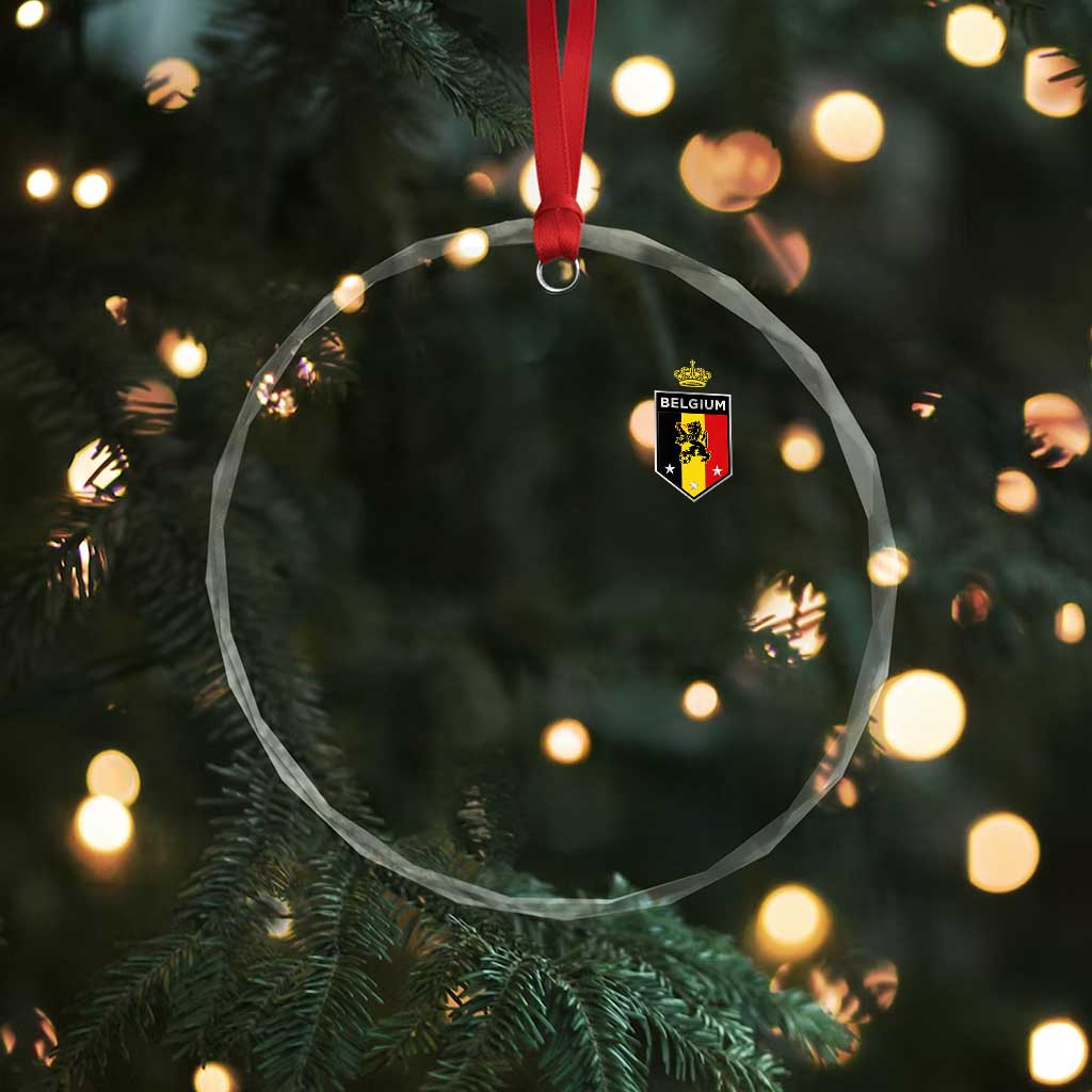 Belgium Football Crest Crystal Glass Ornament Vintage Belgian Lion Crown Belgian Heritage