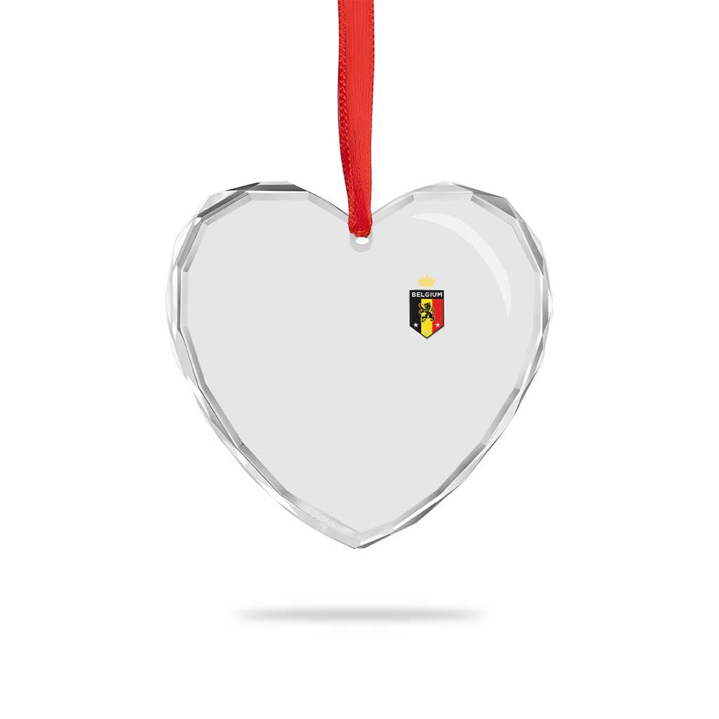 Belgium Football Crest Heart Crystal Glass Ornament Vintage Belgian Lion Crown Belgian Heritage