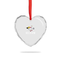 Belgium Football Heart Crystal Glass Ornament Silly Goose Soccer Fan Support