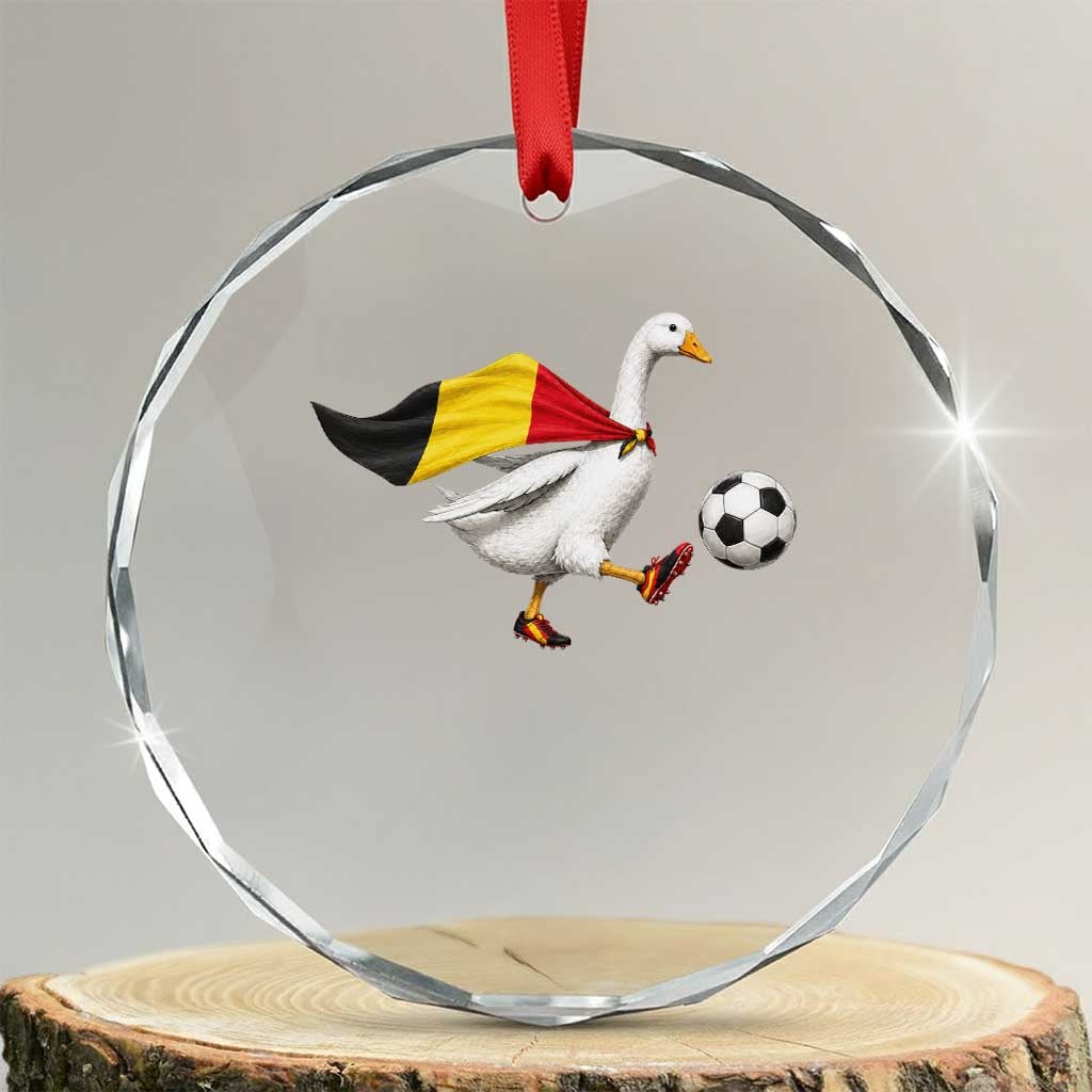 Belgium Soccer Goose Crystal Glass Ornament Belgian Flag Patriotic Football Fan Graphic