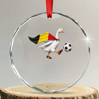 Belgium Soccer Goose Crystal Glass Ornament Belgian Flag Patriotic Football Fan Graphic