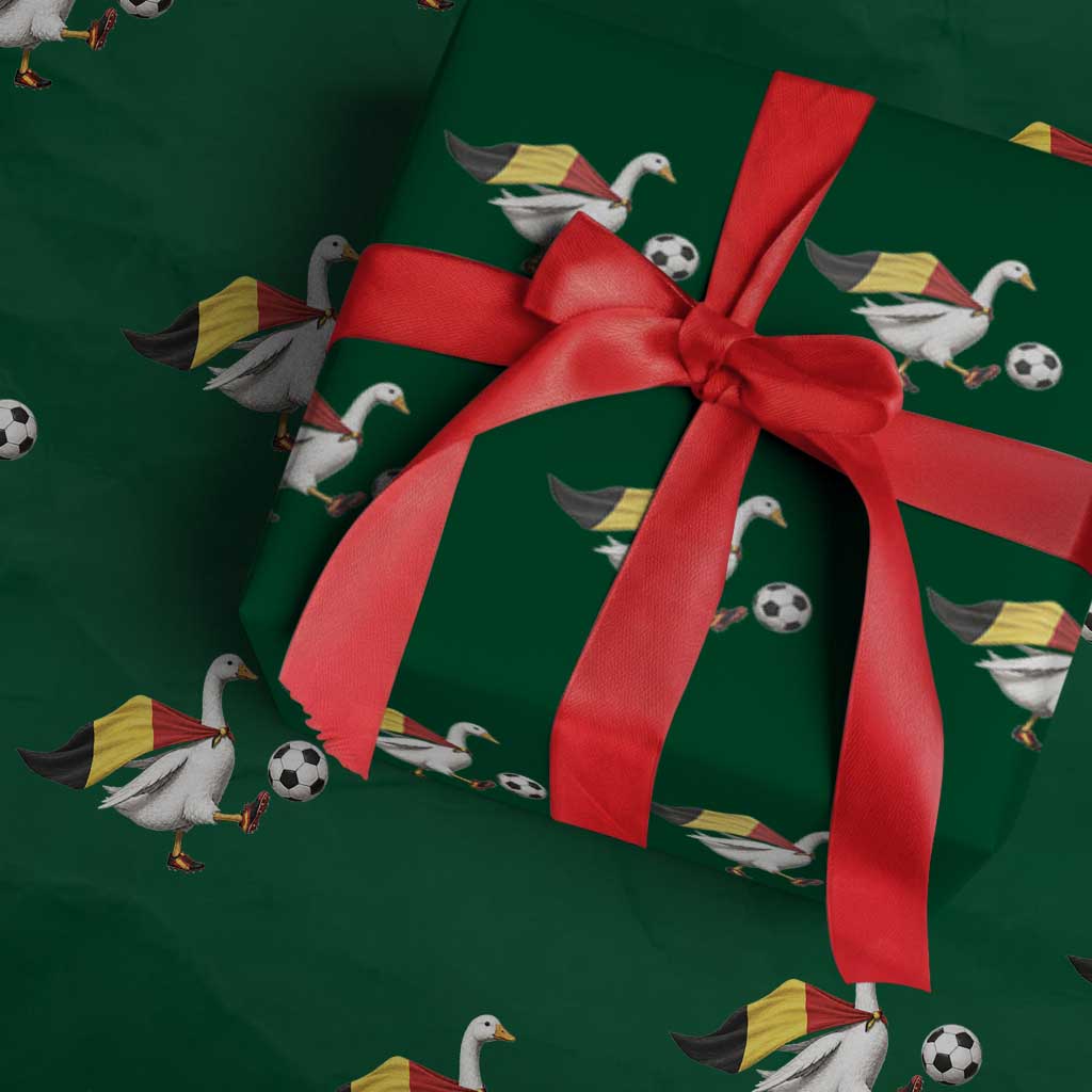 Belgium Soccer Goose Wrapping Paper Roll Belgian Flag Patriotic Football Fan Graphic