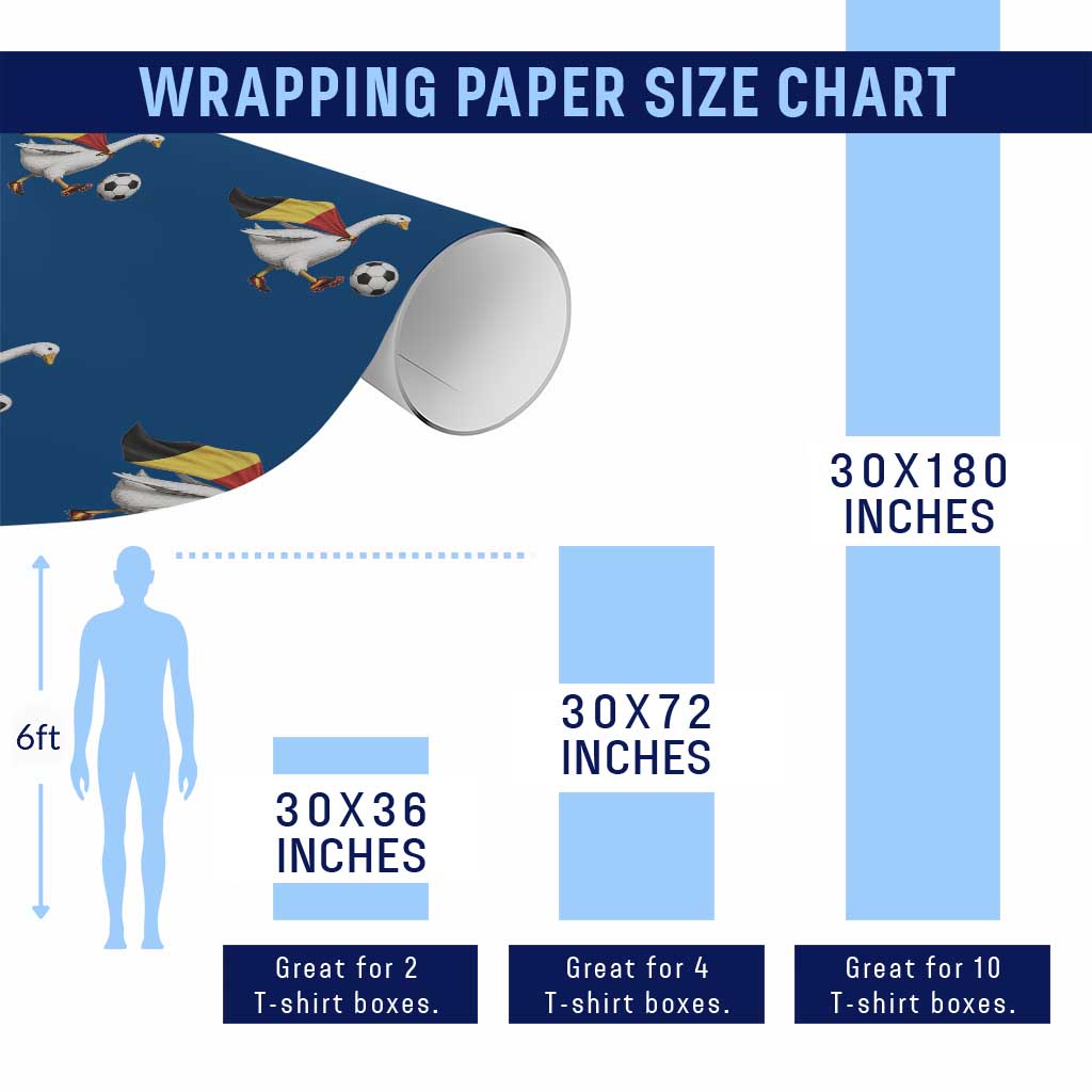 Belgium Soccer Goose Wrapping Paper Roll Belgian Flag Patriotic Football Fan Graphic