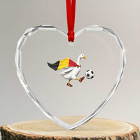 Belgium Soccer Goose Heart Crystal Glass Ornament Belgian Flag Patriotic Football Fan Graphic