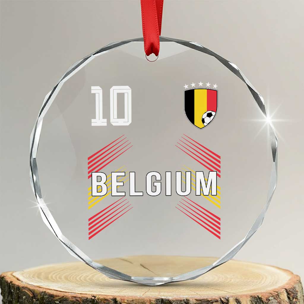 Belgium Soccer Sports Graphic Number 10 Jersey Style Crystal Glass Ornament Proud Belgian Football Fans Game Day Pride