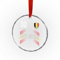 Belgium Soccer Sports Graphic Number 10 Jersey Style Crystal Glass Ornament Proud Belgian Football Fans Game Day Pride