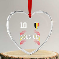 Belgium Soccer Sports Graphic Number 10 Jersey Style Heart Crystal Glass Ornament Proud Belgian Football Fans Game Day Pride