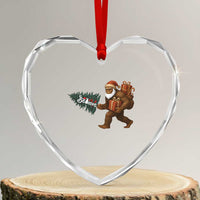 Believe Bigfoot Christmas Heart Crystal Glass Ornament Sasquatch Holiday Gift - Wonder Print Shop