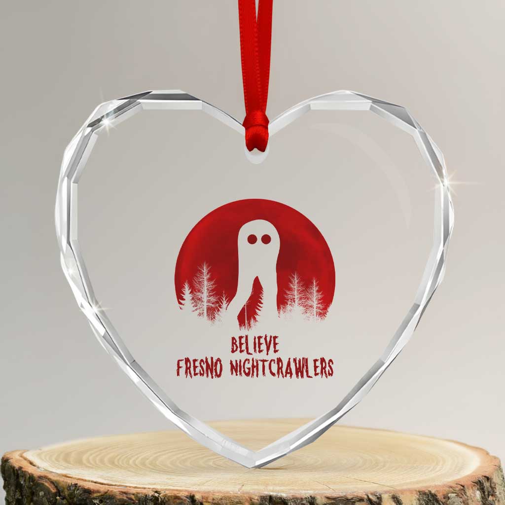 Believe In Fresno Nightcrawlers Heart Crystal Glass Ornament California Cryptid Hunter Gift - Wonder Print Shop
