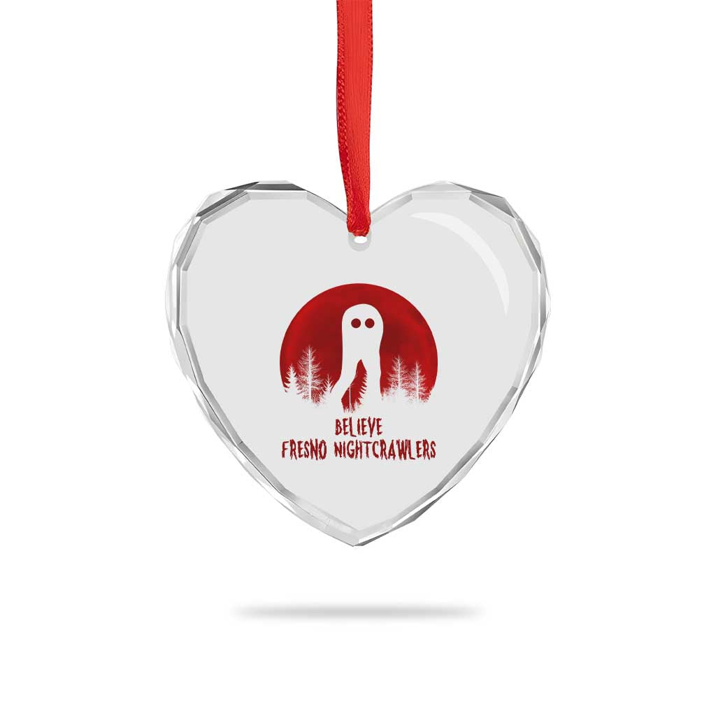 Believe In Fresno Nightcrawlers Heart Crystal Glass Ornament California Cryptid Hunter Gift - Wonder Print Shop