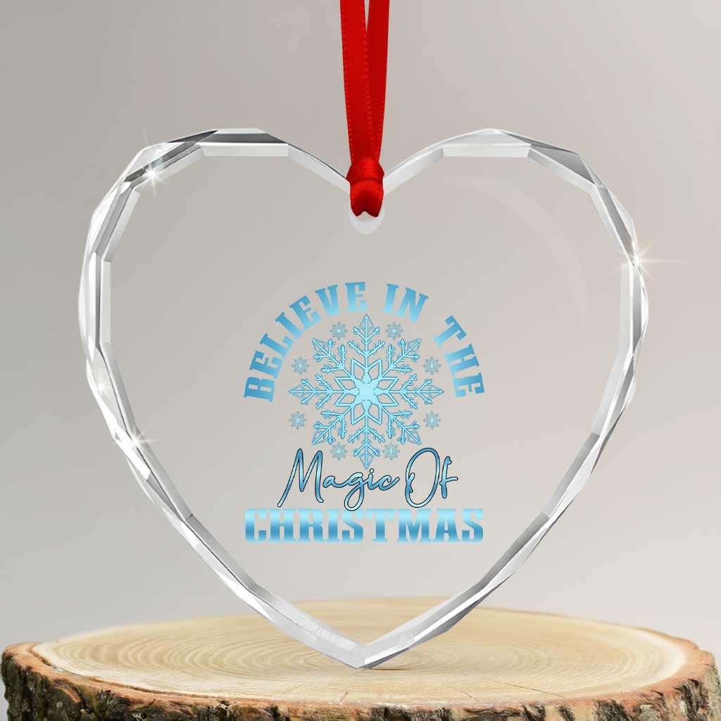 Believe In The Magic Of Christmas Heart Crystal Glass Ornament Xmas Snowflake - Wonder Print Shop