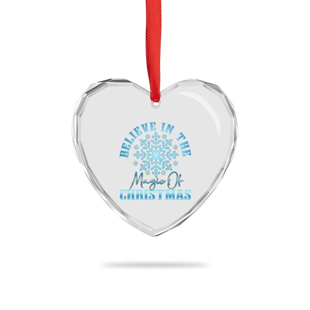 Believe In The Magic Of Christmas Heart Crystal Glass Ornament Xmas Snowflake - Wonder Print Shop
