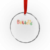 Believe Xmas Crystal Glass Ornament Santa Claus Reindeer Candy Cane Groovy Xmas TS02