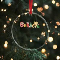 Believe Xmas Crystal Glass Ornament Santa Claus Reindeer Candy Cane Groovy Xmas TS02