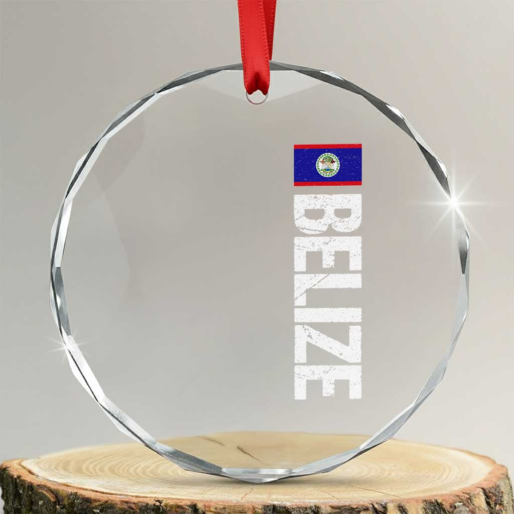Belize Flag Crystal Glass Ornament Distressed Central American Pride Heritage Gift