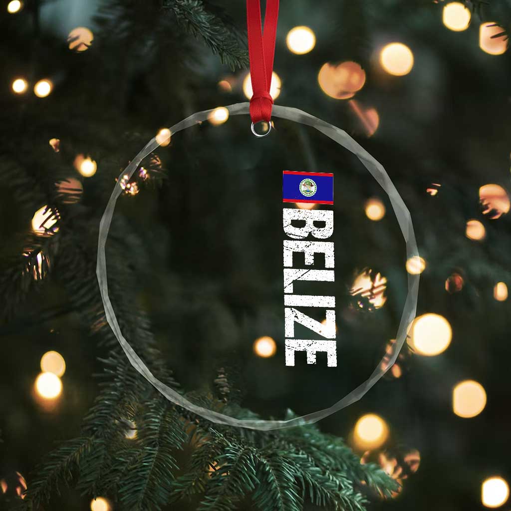 Belize Flag Crystal Glass Ornament Distressed Central American Pride Heritage Gift