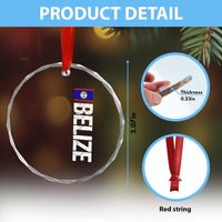 Belize Flag Crystal Glass Ornament Distressed Central American Pride Heritage Gift