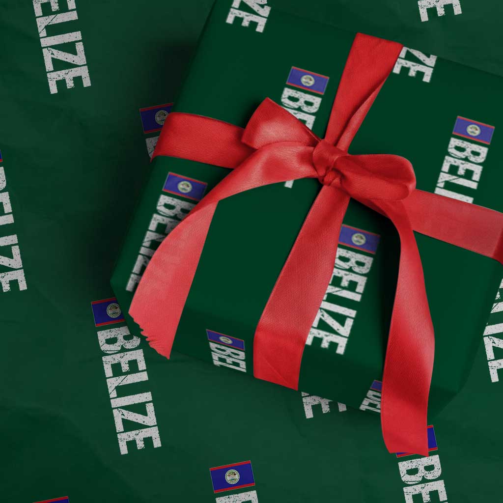 Belize Flag Wrapping Paper Roll Distressed Central American Pride Heritage Gift