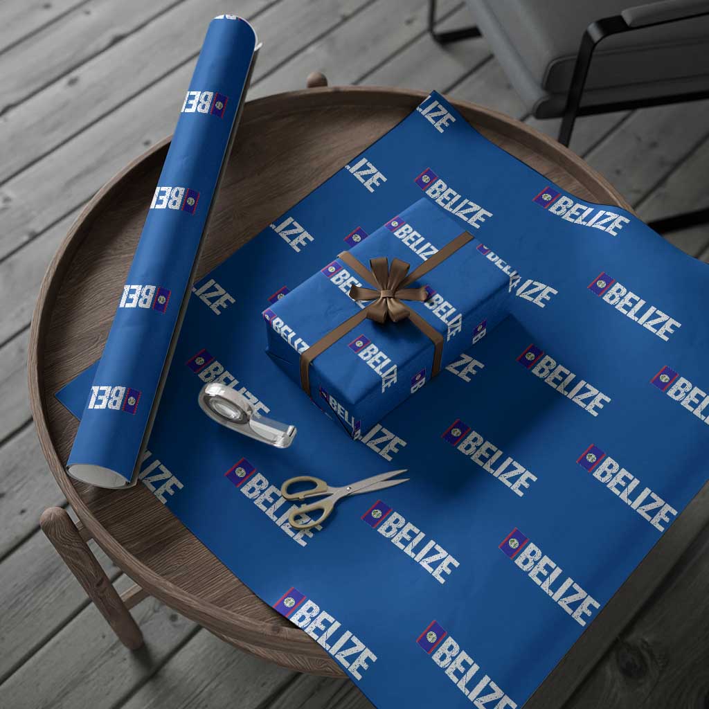 Belize Flag Wrapping Paper Roll Distressed Central American Pride Heritage Gift