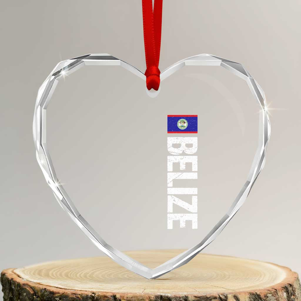 Belize Flag Heart Crystal Glass Ornament Distressed Central American Pride Heritage Gift