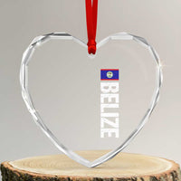 Belize Flag Heart Crystal Glass Ornament Distressed Central American Pride Heritage Gift
