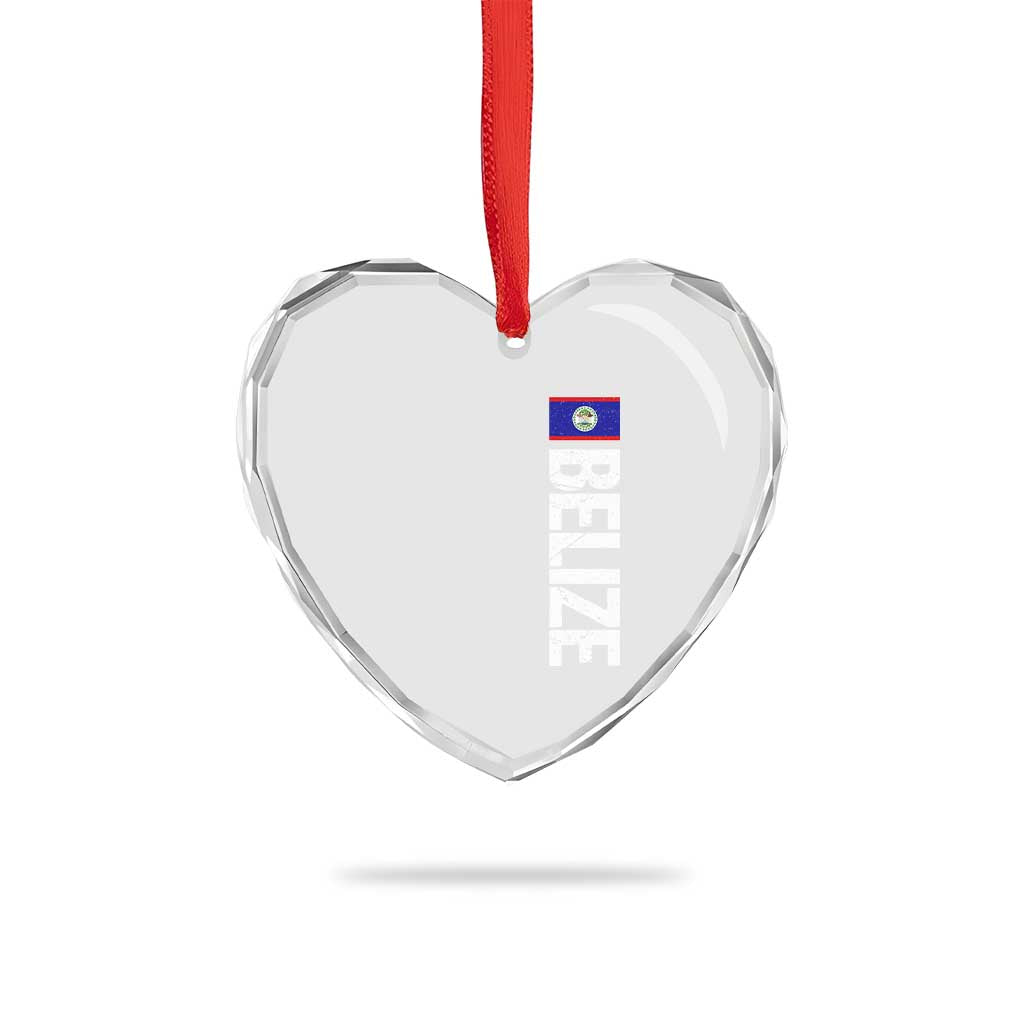 Belize Flag Heart Crystal Glass Ornament Distressed Central American Pride Heritage Gift