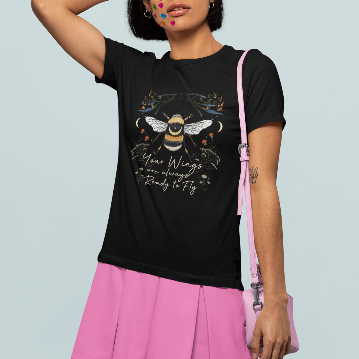 Cottagecore Aesthetic Your Wings Are Always Ready To Fly Inspirational Bee T-Shirt for Women, Bee Shirt, Gift for Bee Lover, Spiritual T Shirt For Women - Wonder Print Shop