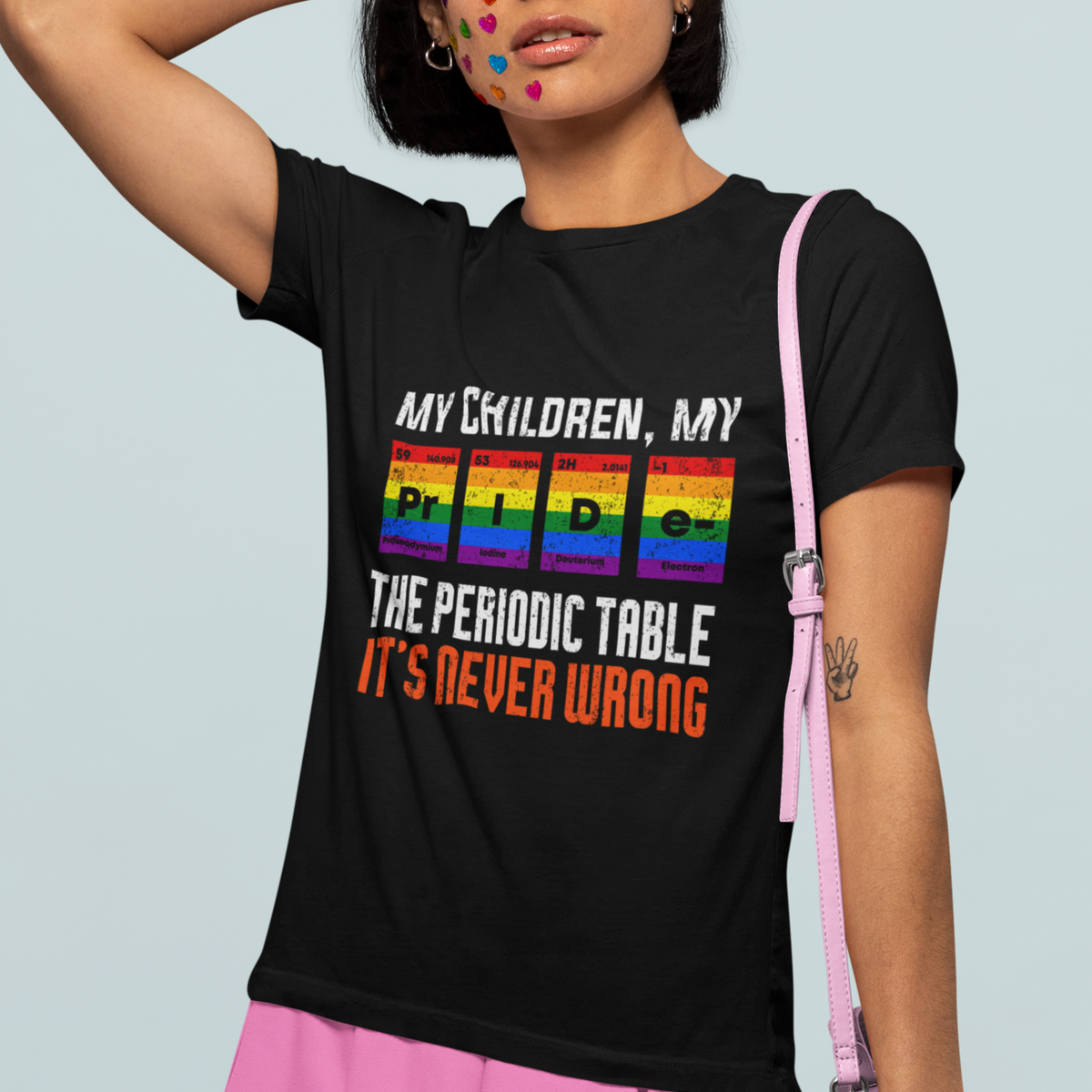 LGBT Mom T Shirt My Children My Pride Vintage Periodic Table LGBT Pride Flag - Wonder Print Shop