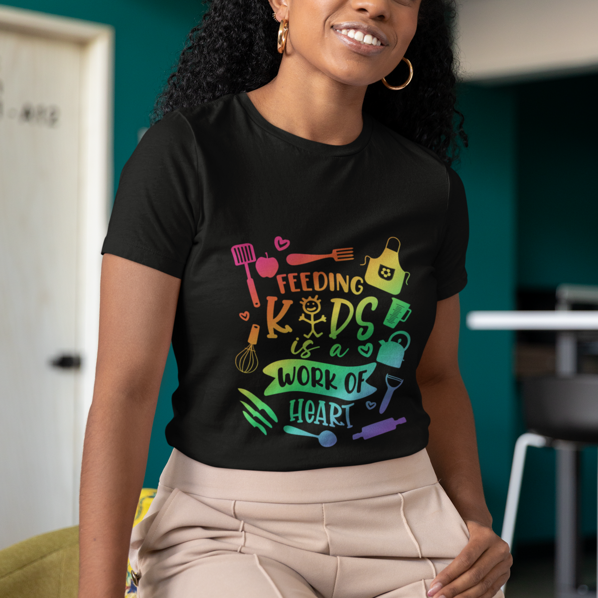 Lunch Lady T Shirt Feeding Kids Is A Work Of Heart School Lunch Lady Squad - Wonder Print Shop