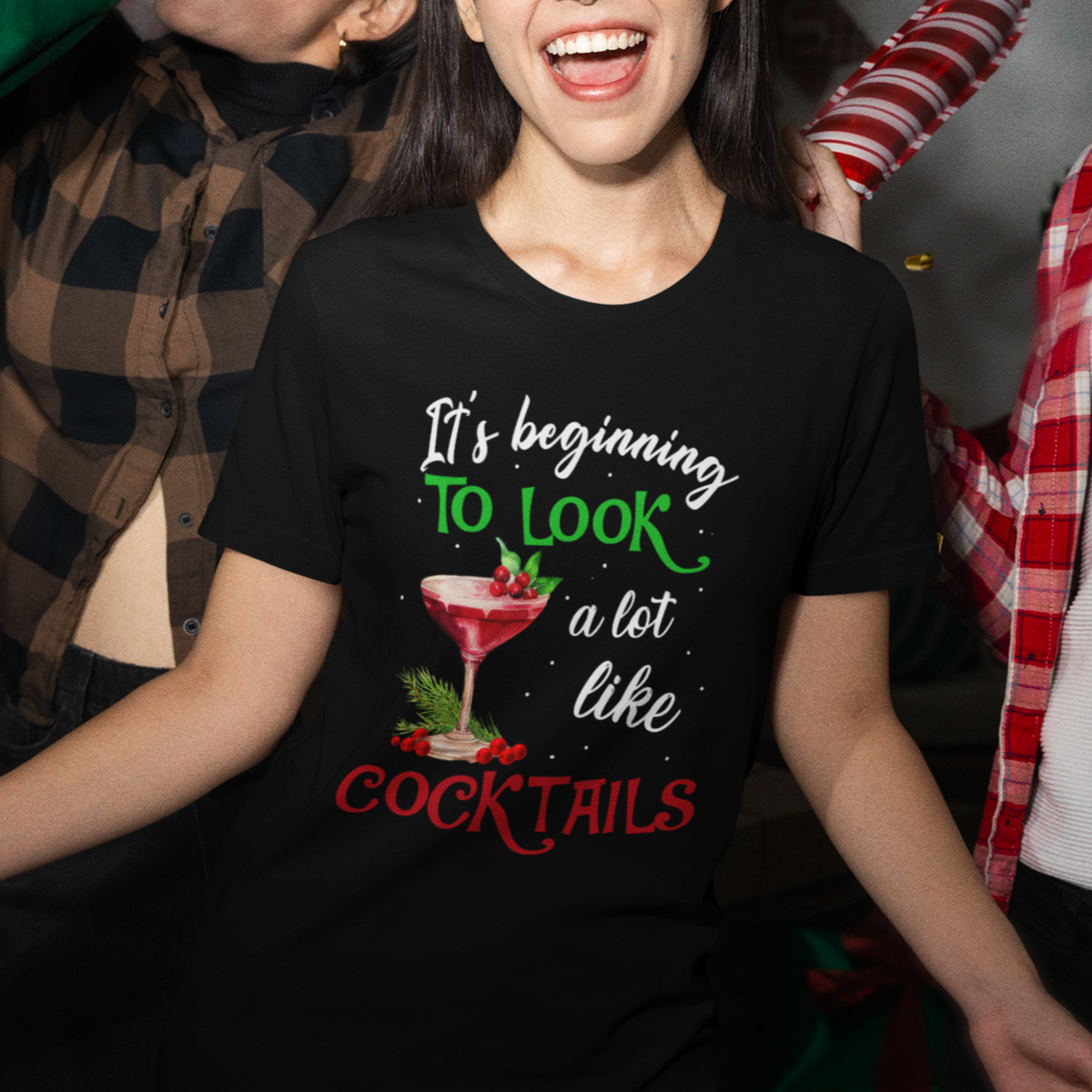 It's Beginning To Look A Lot Like Cocktails Funny Christmas T Shirt - Wonder Print Shop