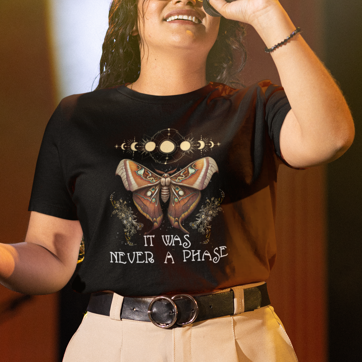 Moth T Shirt For Women Celestial It Was Never A Phase Cecropia Moth Mandala Mystic Moon Phases Wild Heart Retro Vintage Alchemy Dark Academia Cottagecore Shirt for Women, Moth T-shirt, Moth Lover Gift, Insect Lover Shirt, Spirituality Shirt - Wonder Print Shop