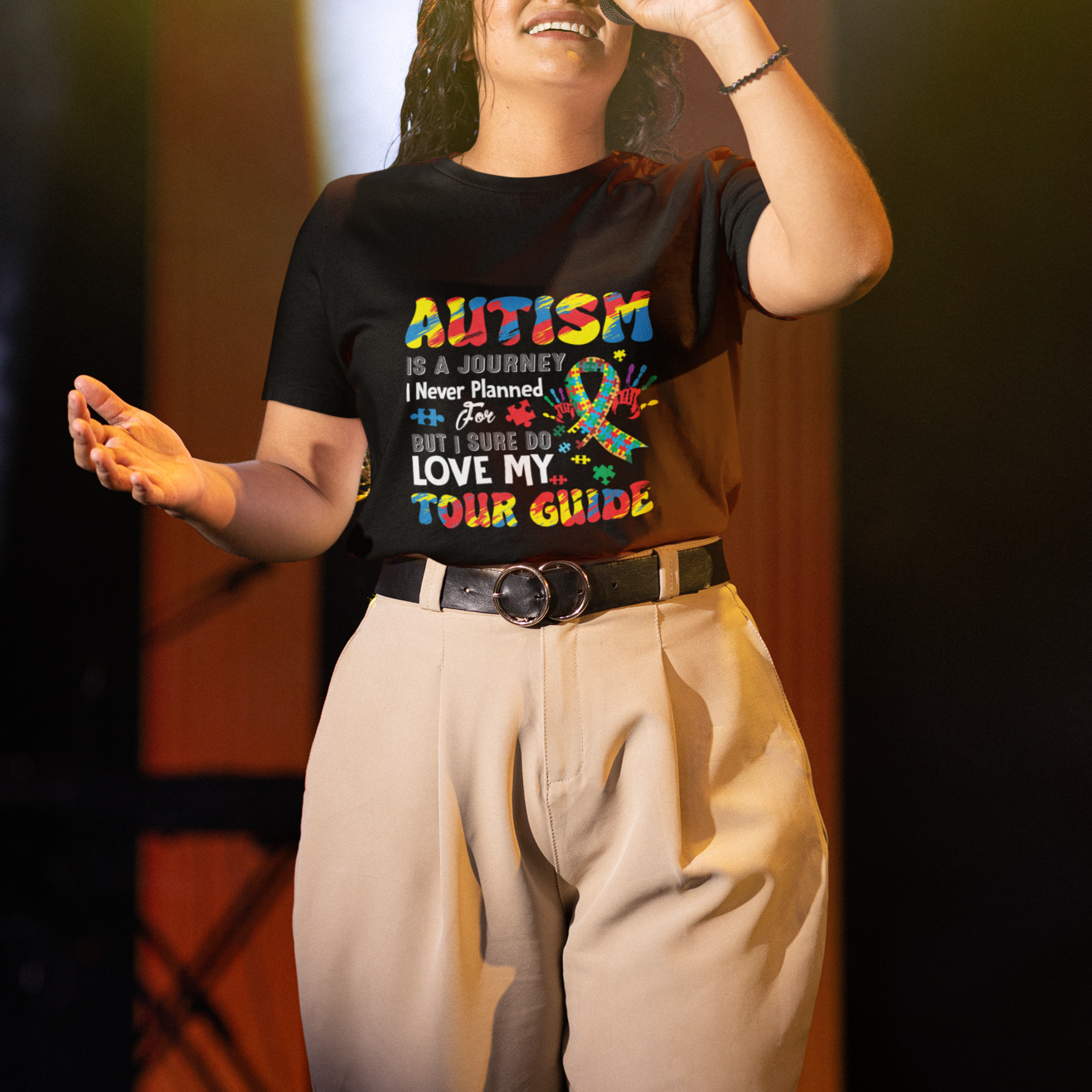 Autism Awareness T Shirt For Women Autism Is A Journey I Never Planned For But I Sure Do Love My Tour Guide - Wonder Print Shop