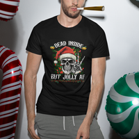 Christmas T Shirt Dead Inside But Jolly AF Funny Skull Skeleton - Wonder Print Shop