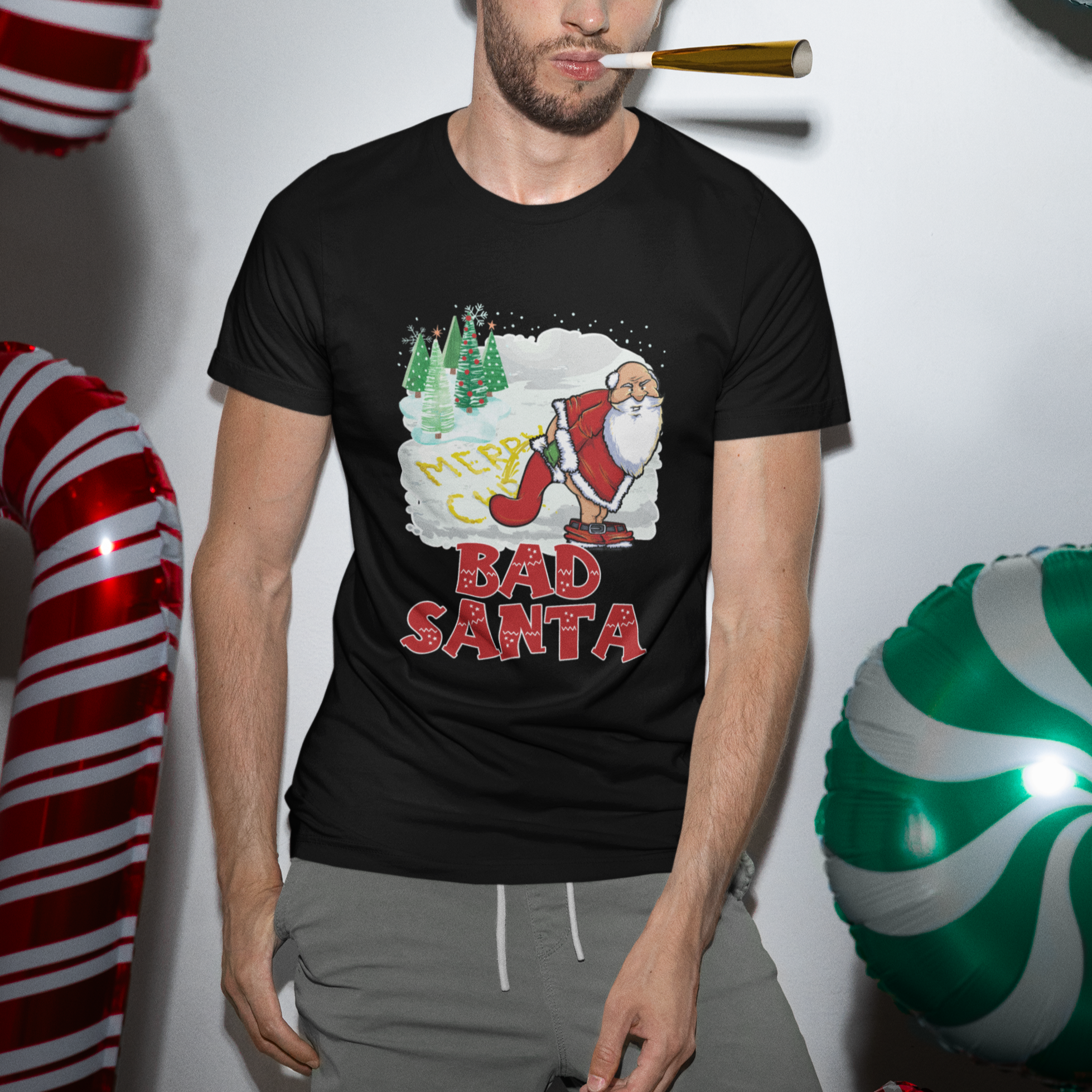 Bad Santa Merry Chrsitmas Funny  Naughty Xmas T Shirt - Wonder Print Shop