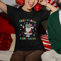 Stay Marry and bright Groovy Christmas Hippie Santa Clause T Shirt - Wonder Print Shop