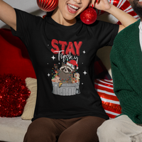 Stay Trashy Christmas Raccoon Garbage Trashin Santa Hat T Shirt - Wonder Print Shop