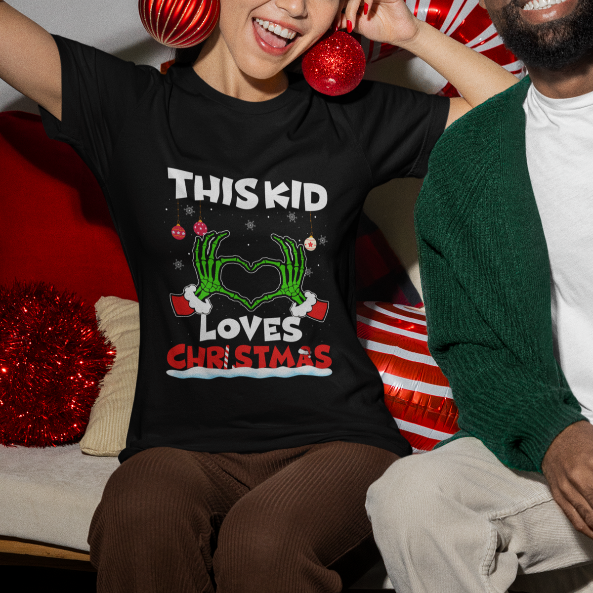 Funny Christmas T Shirt This Kid Loves Xmas Skeleton Heart - Wonder Print Shop