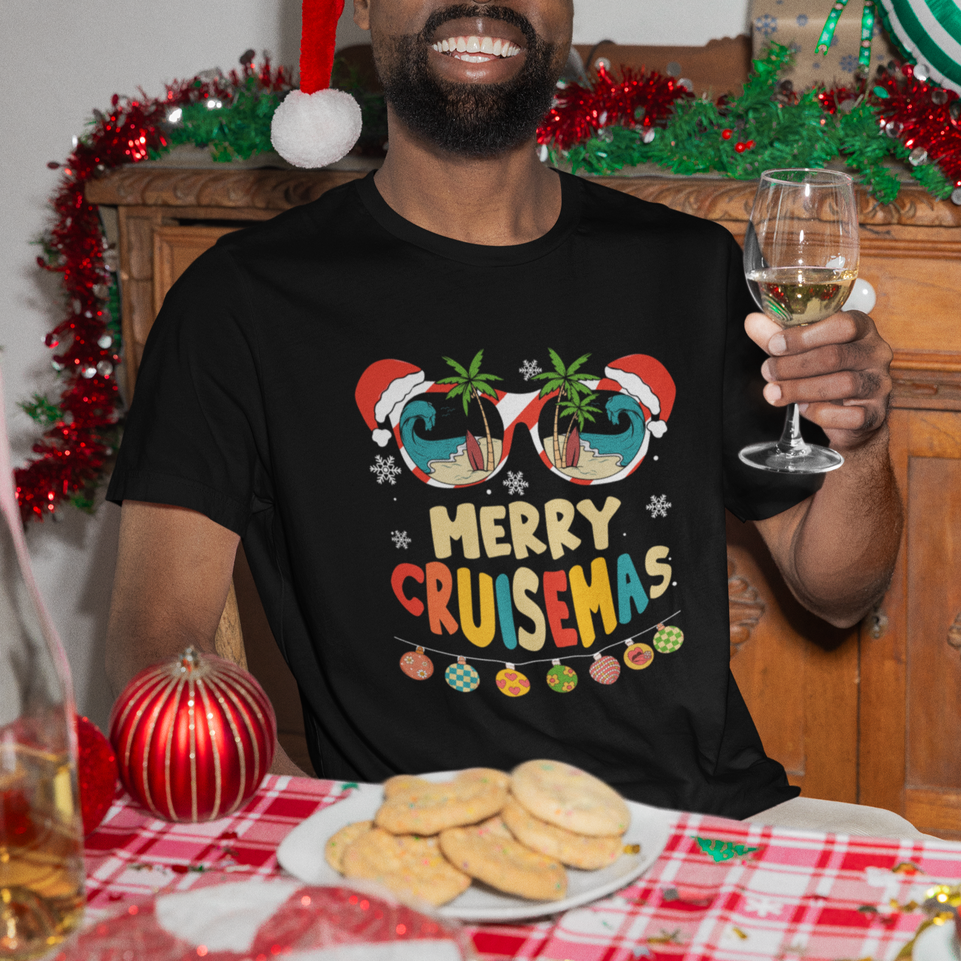 Merry Cruisemas Hawaiian Christmas Palm Tree Sunglass T Shirt - Wonder Print Shop